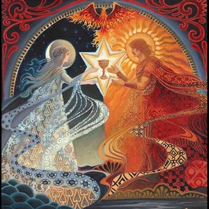 Alchemical Wedding 11x14 Art Print - Mystical Tarot Lovers Wall Art, Sacred Marriage Decor