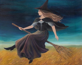 Barley Witch Art Print - Harvest Witchcraft Decor, Pagan Wall Art (16x20)