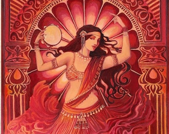 Divine Tarantella Art Print: Art Nouveau Goddess, Bohemian Decor (20x24)