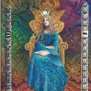 High Priestess 8x10 Tarot Art Print - Divine Feminine Art, Spiritual Goddess Wall Decor, Occult Symbolism, Mystic Arcana Painting
