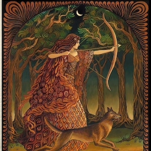 Artemis Goddess of the Hunt 8x10 Art Print - Divine Feminine Wall Art, Mystical Mythology Decor