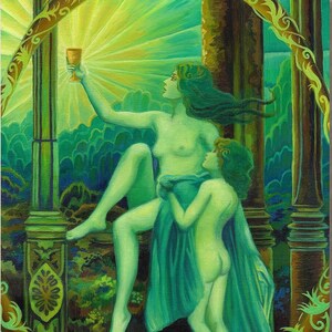 Panacea 20x24 Art Print - Mythical Greek Goddess of Healing Wall Art, Bohemian Decor, Symbolic Spiritual Gift