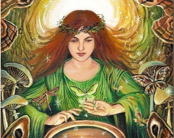Mystical Moon Goddess Art Print: Luna Magick, Celestial Witchy Decor (11x14)