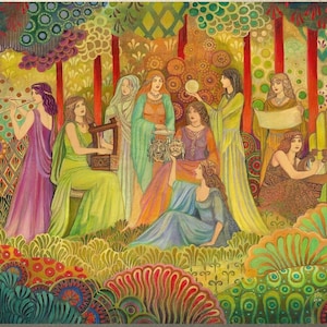 Nine Muses Art Print: Mystical Goddess Mythology Artwork (11x14)