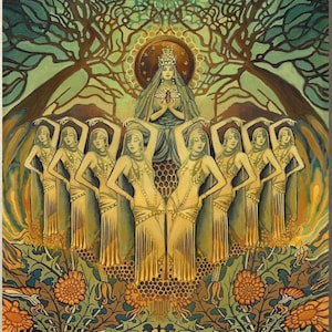 Bee Goddess Art Print: Art Deco Pagan Divine Feminine Decor (11x14)