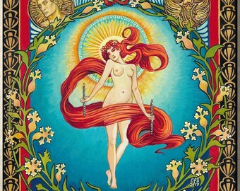 The World Tarot Art Print: Goddess of Success, Mystical Decor (8x10)