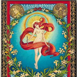 The World 16x20 Tarot Art Print – Mystical Major Arcana Wall Art, Symbolic Goddess Decor, Spiritual Bohemian Artwork, Divine Feminine Gift