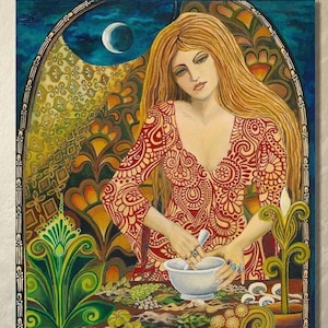 Eir Norse Goddess Art Print: Mystic Herbal Medicine, Pagan Mythology (16x20)