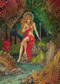 Empress Tarot Goddess Miniature Altar Art Nouveau ACEO Pagan Mythology Psychedelic Bohemian Gypsy Goddess Art