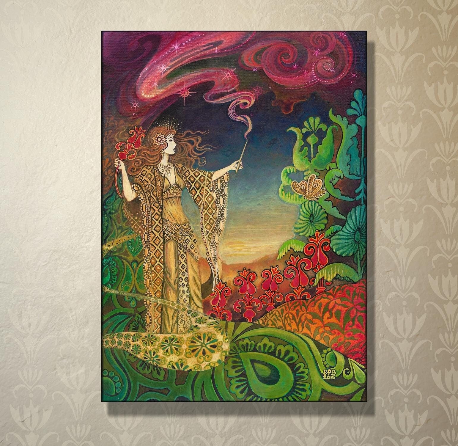 Queen of Wands Art Card: Mystical Tarot Goddess Print (5x7) - Etsy