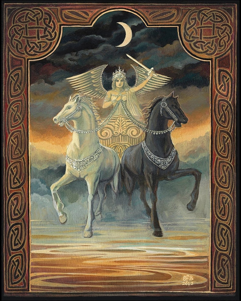 The Chariot Tarot Art 20x24 Fine Art Print Pagan Celtic Etsy