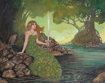 The Lady of the Lake 8x10 Poster Print Medieval Goddess Art