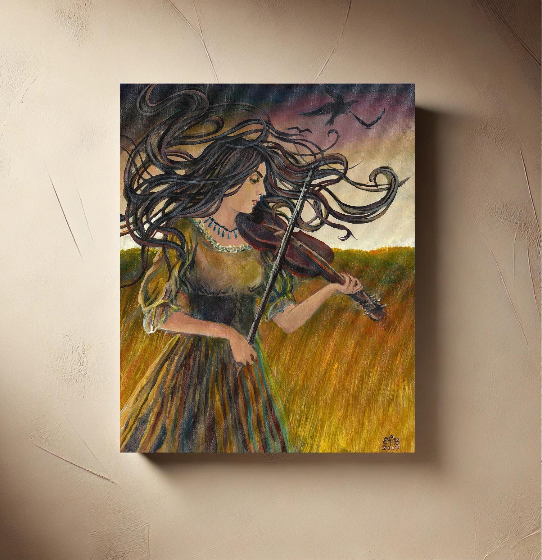 アート・デザイン・音楽 G.B. Morassi: The Violin Maker and Violinist Canvas Art Print – Bohemian Music, Mystical Home Decor