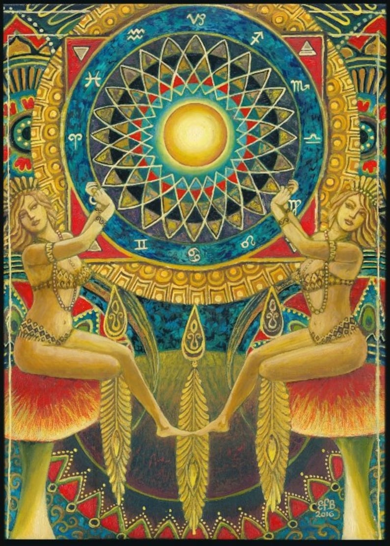 The Wheel of Fortune 5x7 Greeting Card Tarot Art Pagan Etsy