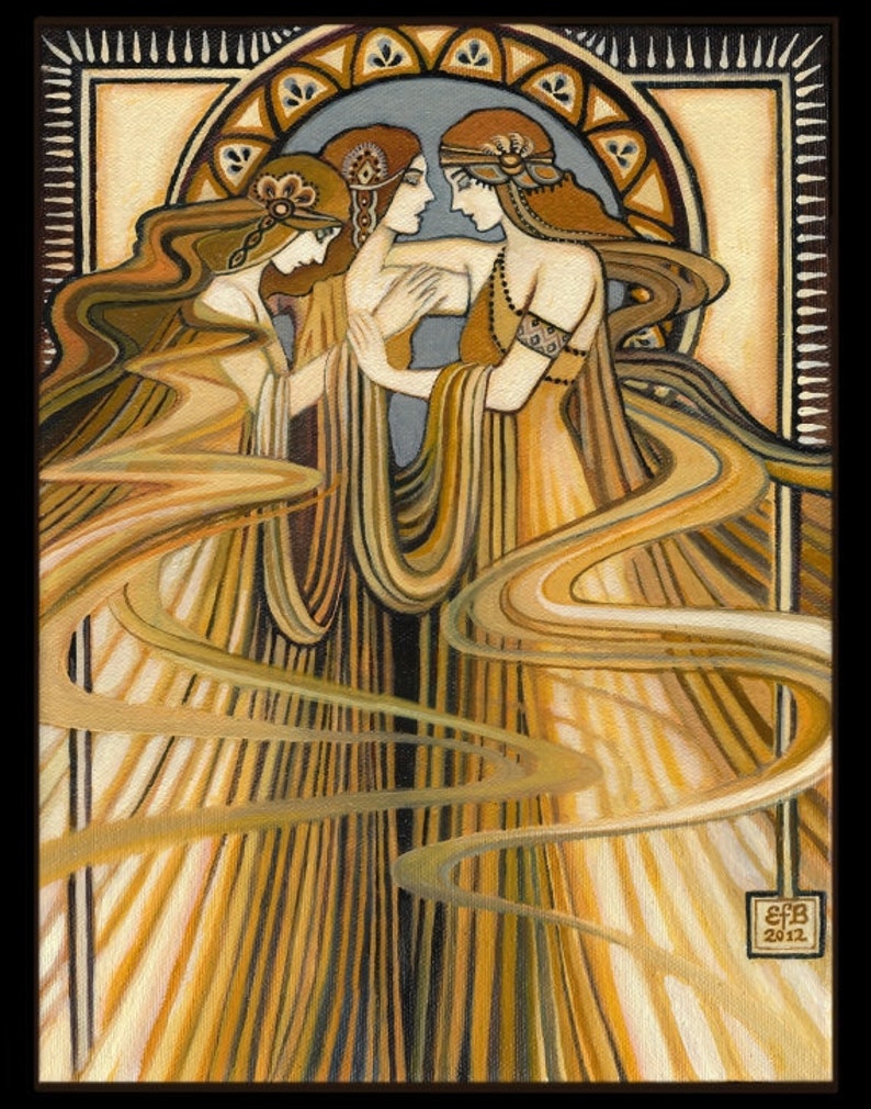 Three Graces Goddess Art Deco 8x10 Poster Print image 1