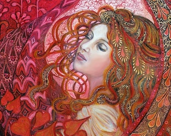 Aphrodite Love Goddess Art Nouveau ACEO Mini Print Altar Decor