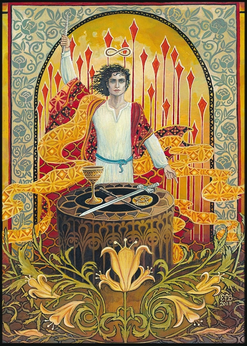 The Magician Tarot Art Hermetic Alchemy ACEO Mini Print Altar Decor image 1