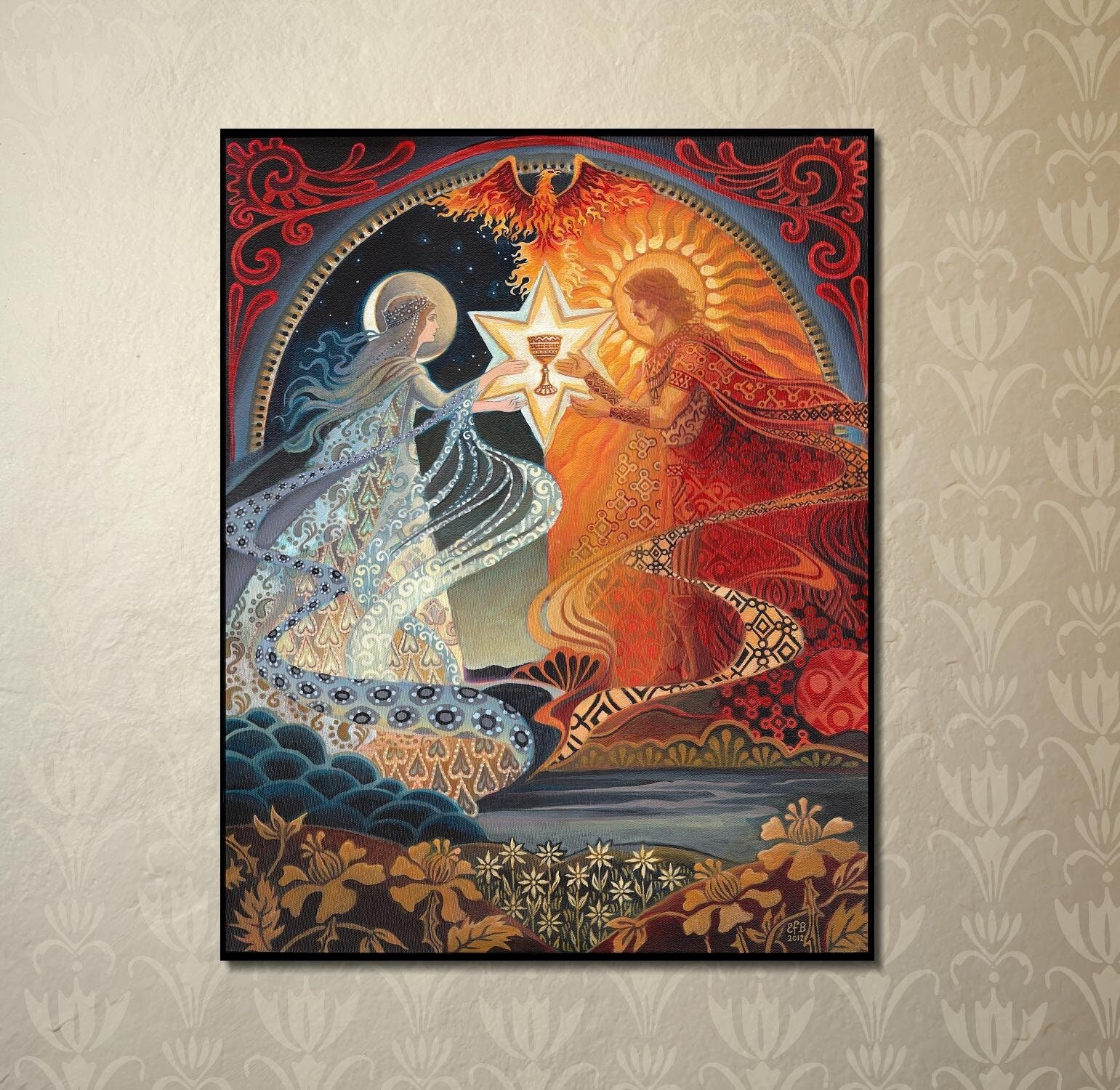 Alchemical Wedding Art Print: Mystical Tarot Lovers, Esoteric