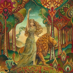 Strength Tarot Goddess Art Nouveau 8x10 Poster Print