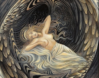 Angel's Egg 16x20 Fine Art Print Pagan Mythology Art Nouveau Surreal Psychedelic Goddess Art