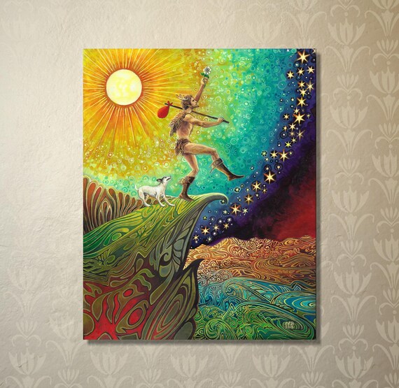The Fool 16x20 Art Print Mystical Major Arcana Wall Art Symbolic Journey Decor Bohemian Tarot Painting Psychedelic Visionary Artwork