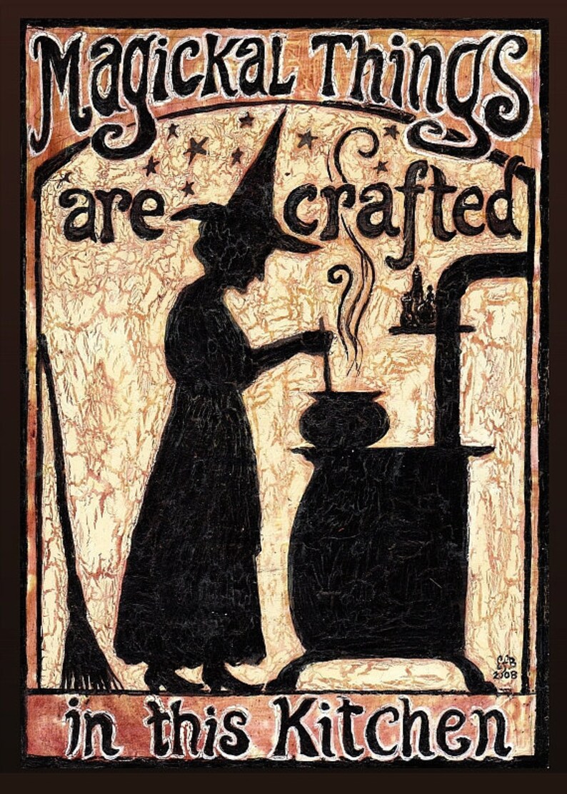 Kitchen Witch ACEO Mini Print ATC Altar Art Home Decor Culinary Goddess image 2