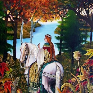 White Horse 5x7 Blank Greeting Card Celtic Mythology