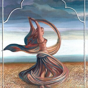 Syrinx 5x7 Blank Greeting Card Fine Art Print Pagan Mythology Bohemian Belly Dance Gypsy Goddess Art