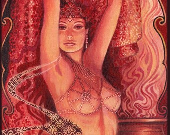 Hathor's Song Love Goddess Art ACEO Miniature Altar Decor