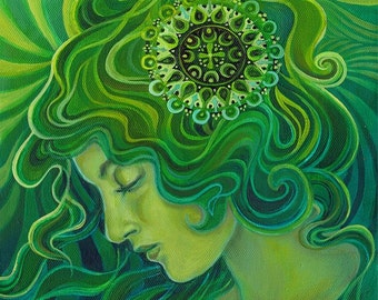 Green Goddess Art Nouveau Gaia 16x20 Poster Print