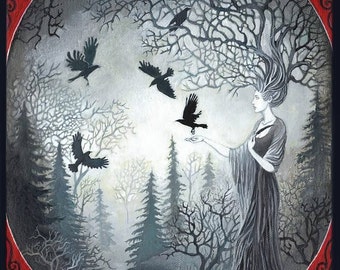 Macha and the Unkindness of Ravens 20x24 Giclée Print on Canvas