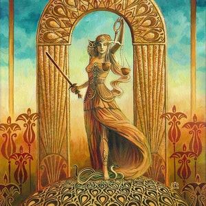 Justice 20x24 Poster Print Tarot Art Deco Goddess