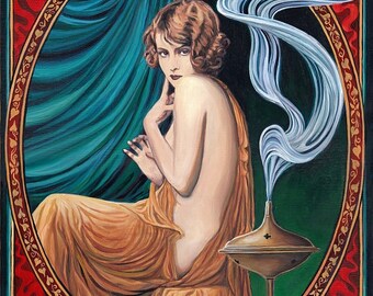 The Charms of Ishtar Art Nouveau Goddess ACEO ATC Mini Print Altar Decor