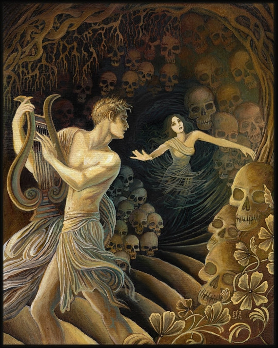 Orpheus and Eurydice Greek Mythology Original Oil Painting pic image