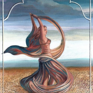 The Dance of the Seven Veils Goddess Art 5x7 Blank Greeting Card