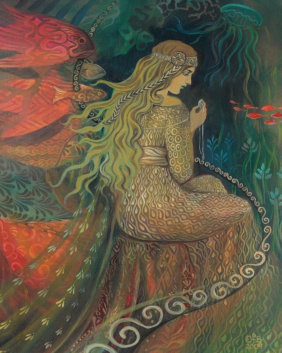 Ocean Goddess Art Print: Neptune's Treasure - Mystical Sea Decor (8x10 ...