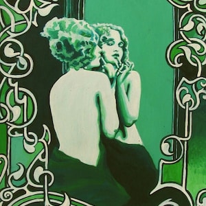 Vanity Art Nouveau Goddess Art 5x7 Greeting Card Retro Pin Up Girl