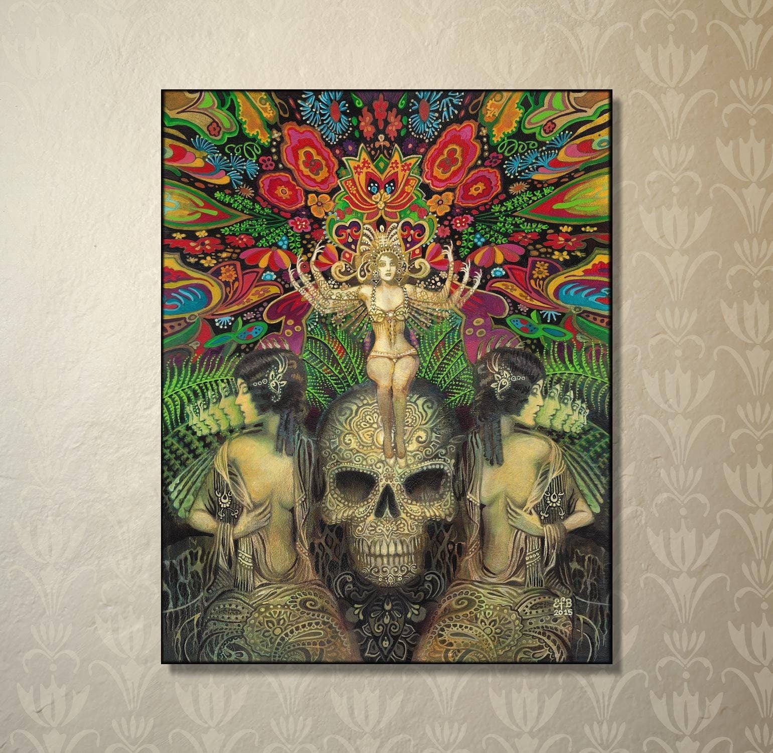 Surreal Goddess Art Print: Mind Garden, Psychedelic Bohemian Decor