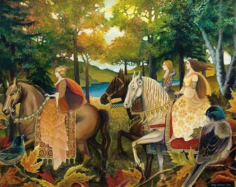 Autumn Riders 8x10 Giclée Print on Canvas Goddess Art