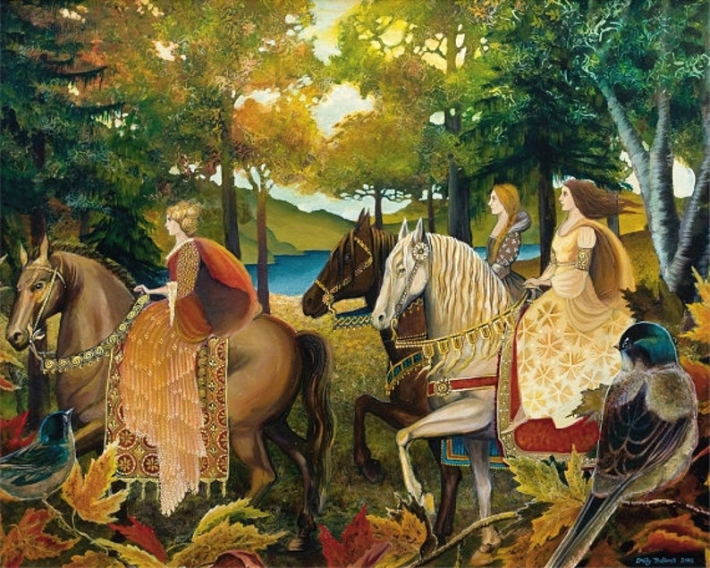 Autumn Riders 16x20 Poster Print Goddess Art image 1