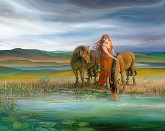 Epona Celtic Horse Goddess Art 20x24 Giclée Print on Canvas