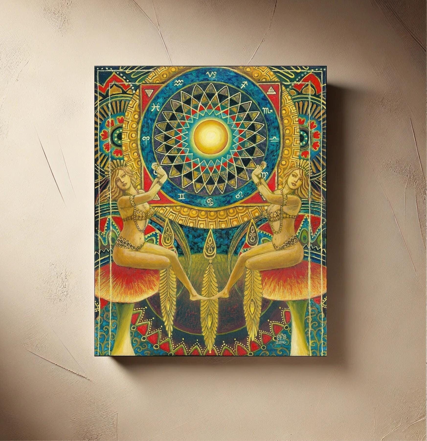 Wheel of Fortune Tarot Art Print on Canvas: Mystic Goddess Decor
