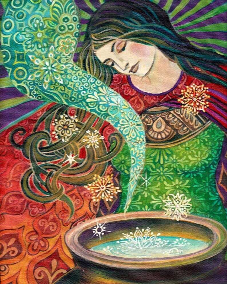 Cerridwen's Cauldron 8x10 Fine Art Print Pagan Mythology Art Nouveau Gypsy Witch Psychedelic Goddess Art image 1