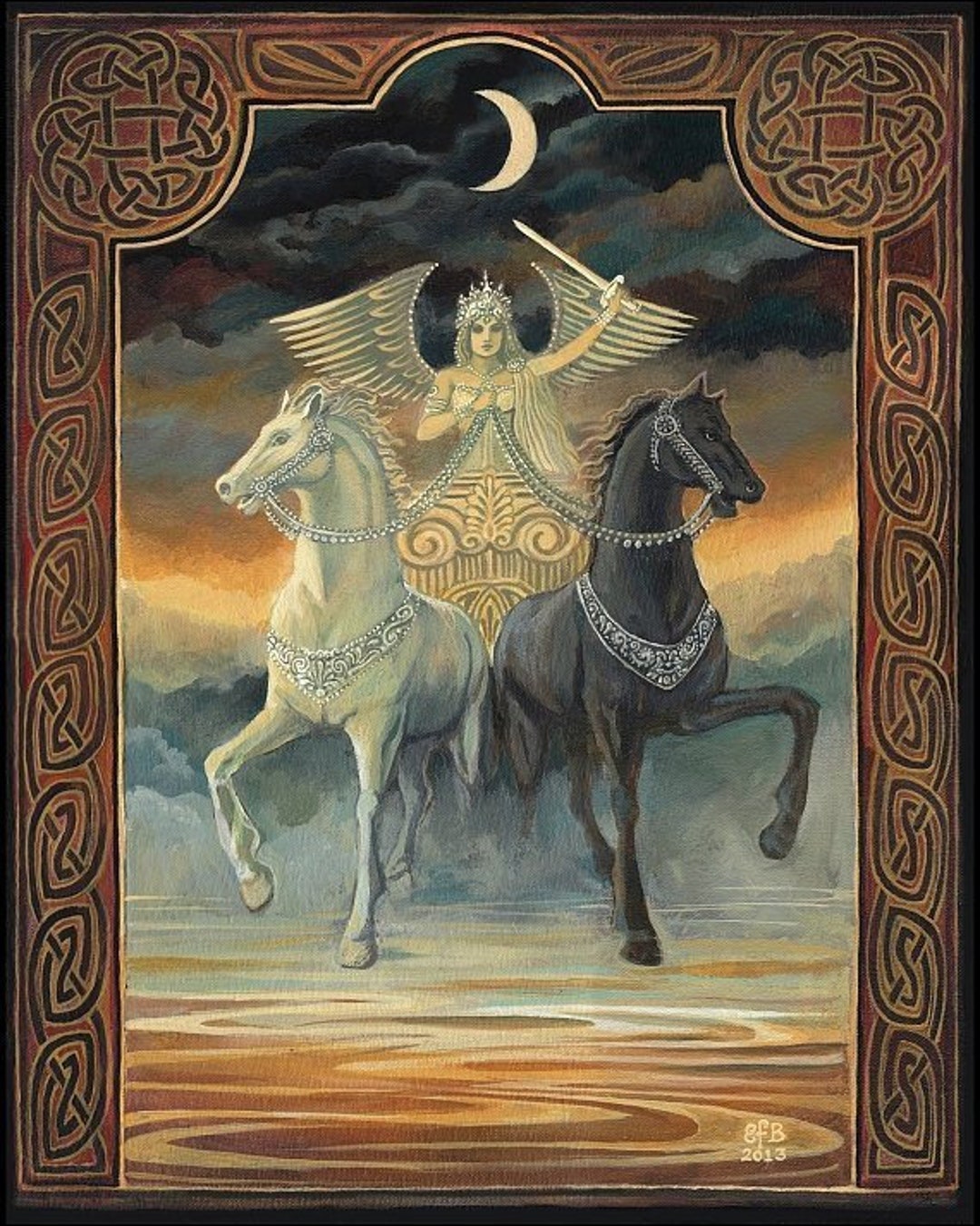 The Chariot Tarot Art 5x7 Greeting Card Fine Art Pagan -