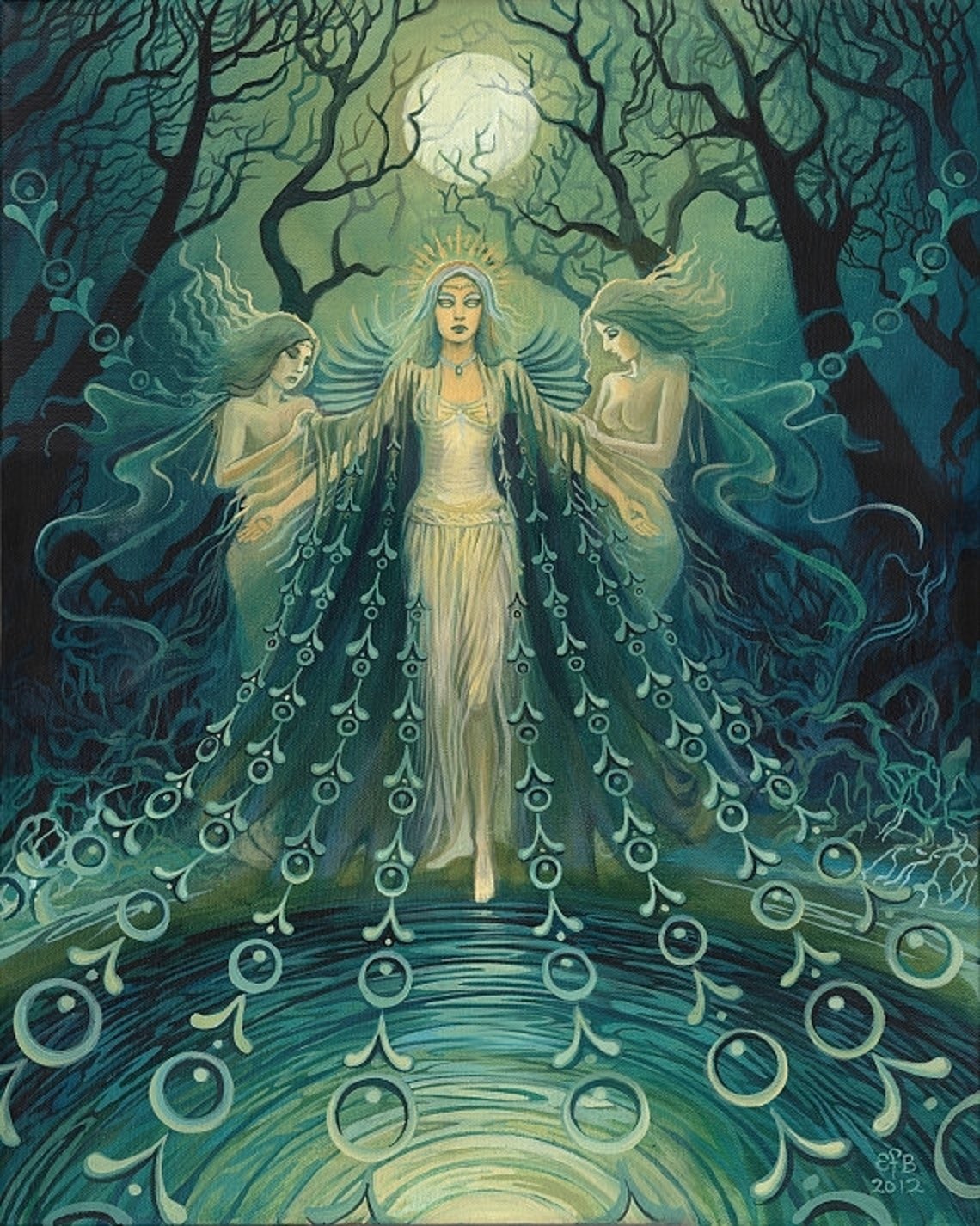 UTGN Toile Déesse Grecque De La Lune - Impression Sur Toile 40x60 Cm, Décoration Murale Mythologique