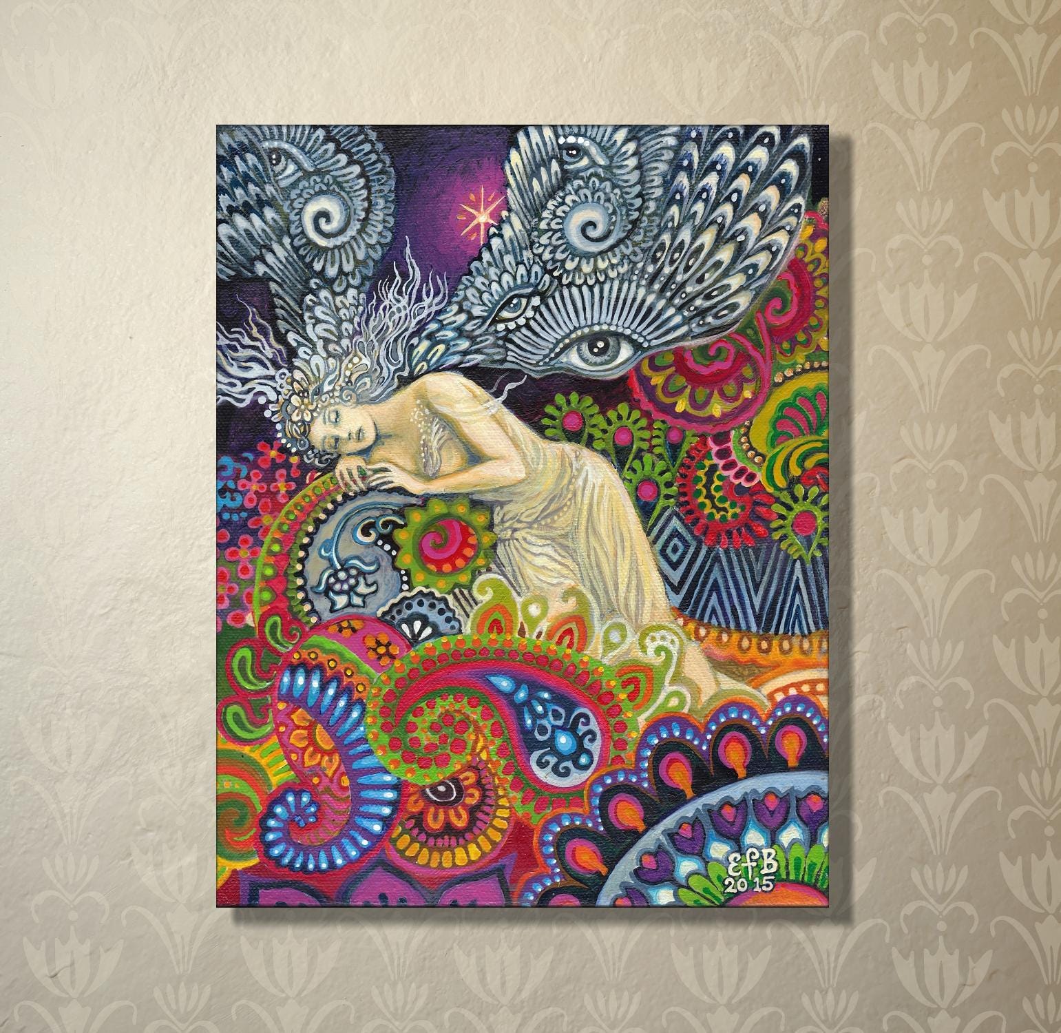 Theia Goddess Canvas Art Print: Psychedelic Bohemian Decor (20x24