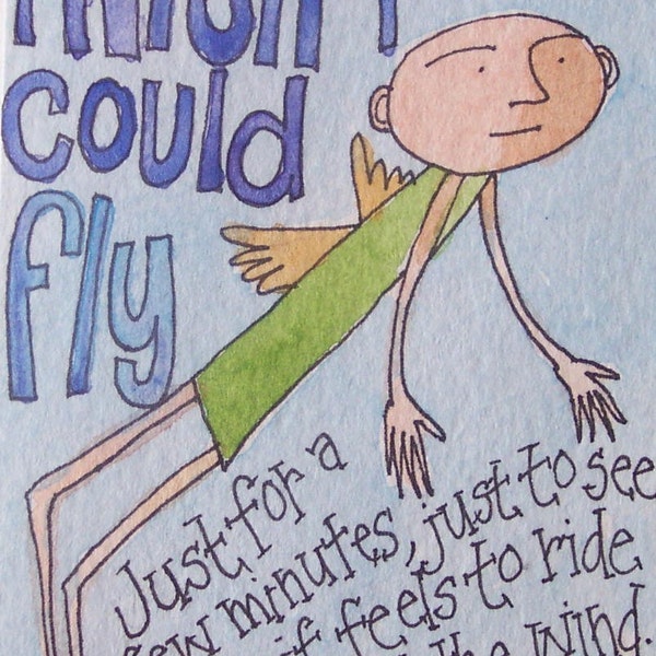 I WISH I COULD FLY - original aceo