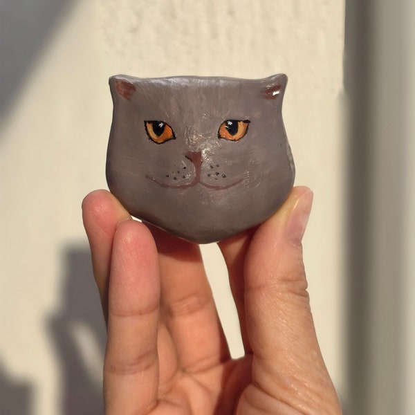 Figurine de chat l Porte bonheur avec chat l Accessoires de bureau pour chat l Animal totem l Cadeau pour amoureux de chat