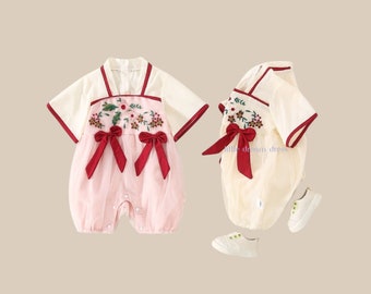 Traditional Chinese Hanfu, Baby Girl Qipao, Cheongsam Romper, Chinese Baby Red Outfit Newborn, Birthday Costume | Cupcake