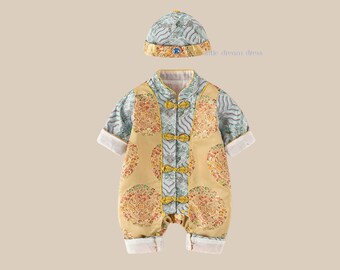 Hanfu tradizionale cinese, costume da imperatore per neonato, pagliaccetto Cheongsam, vestito cinese per neonato, piccolo principe ereditario/Alessandro